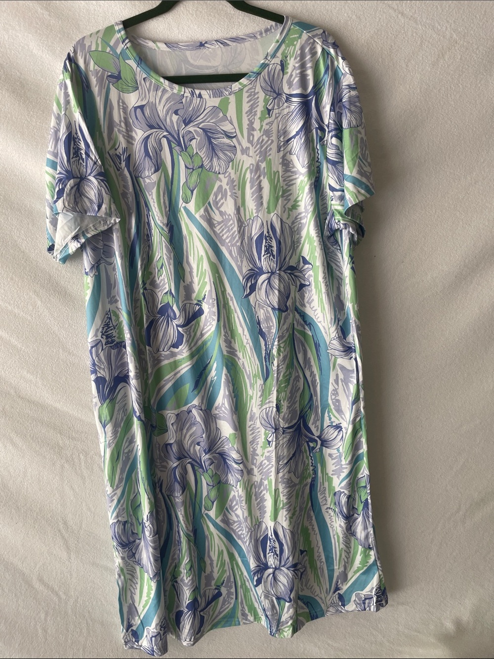 Floral Print Maxi Dress in Blue & Green